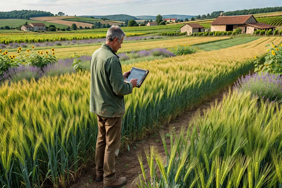 Conseiller agricole utilisant un outil de diagnostic agroécologique au champ
